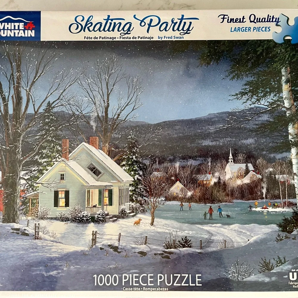 White Mountain Winter Wonderland Puzzle - 1000 Piece - Blue and White - Picture 1 of 4